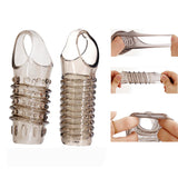 2PCS Penis Sleeves Textured Ribbed Cock Ring Set - propinkup