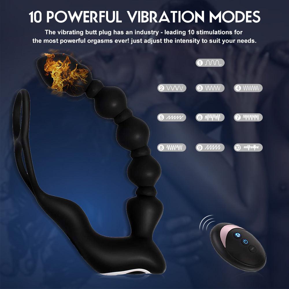 10 Vibration Modes Remote Control Heating Prostate Massager - propinkup