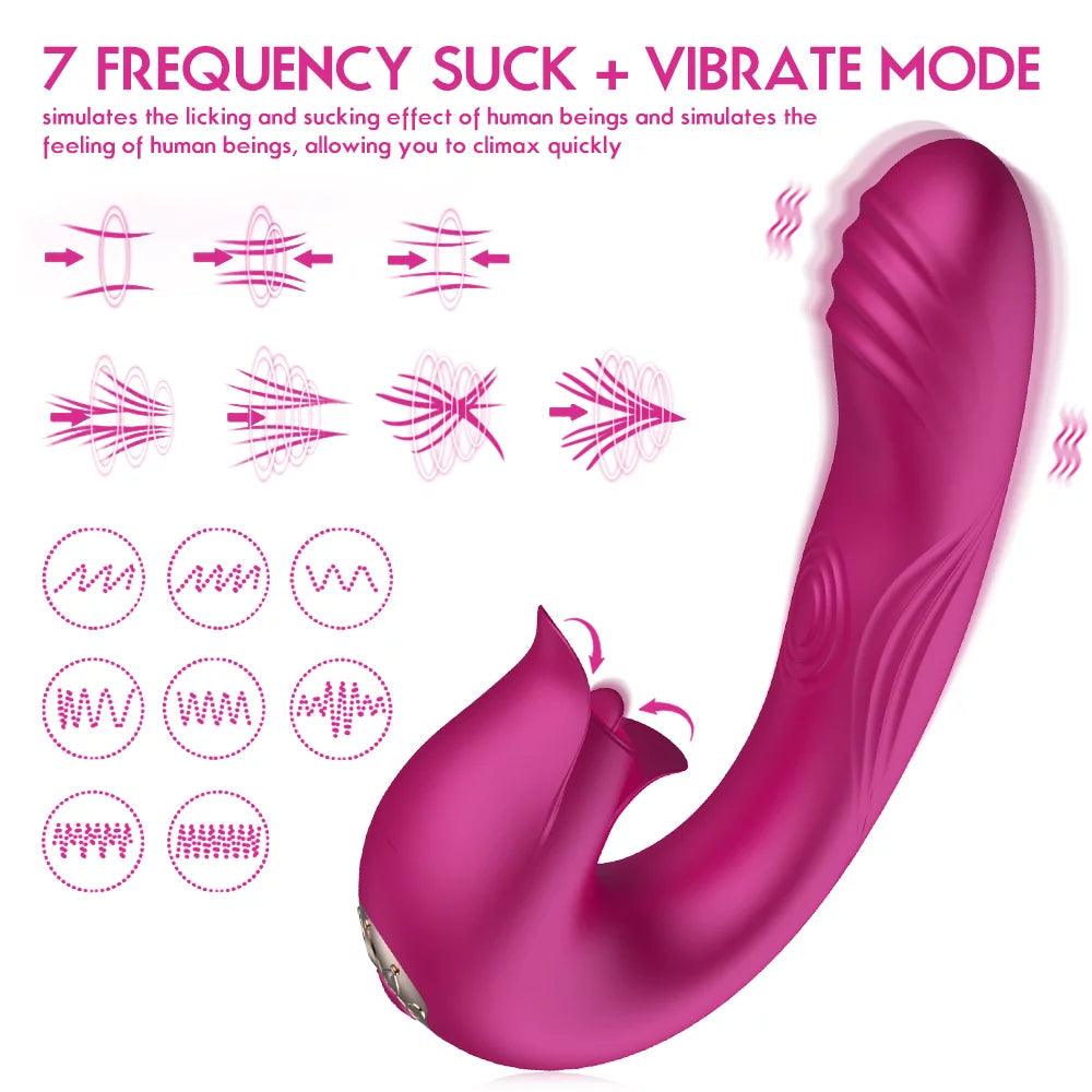 Clitoral Stimulation 3in1 Tongue Licking Vibrating Flapping Vibrator - propinkup