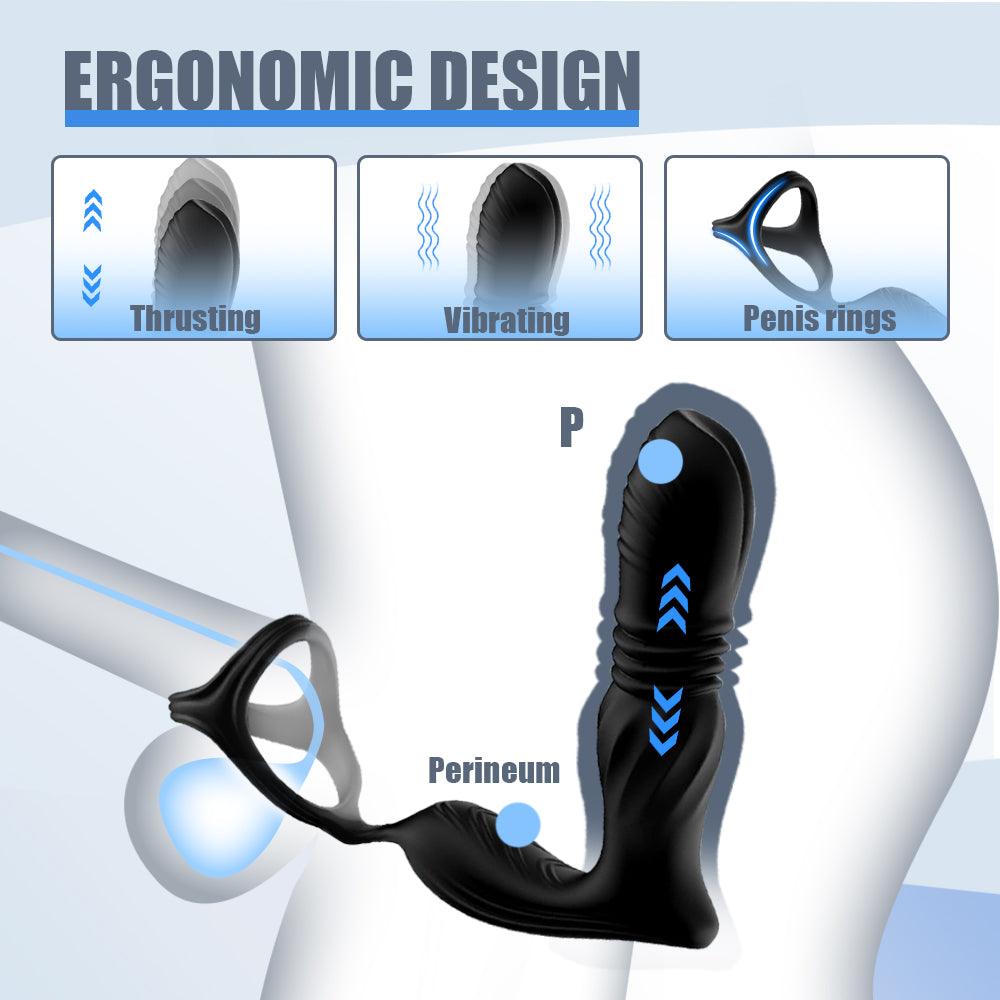 9 Vibration Thrusting Prostate Massager APP & Remote Control Anal Vibrator with Triangle Ring - propinkup