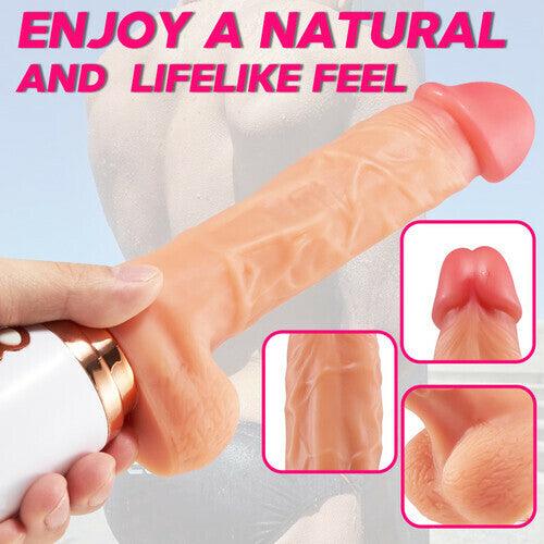 Propinkup Heating 10 Vibrating 3 Thrusting Realistic Dildo 10.62in with Remote Controller and Suction Cup - propinkup