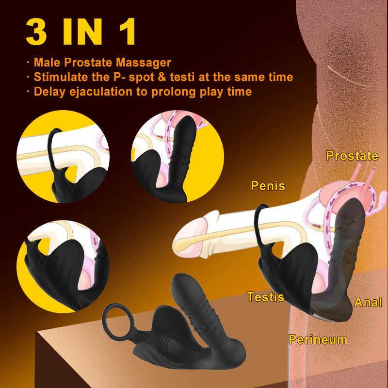 AnalEcstasy - Perlen 9 Stoß APP & Fernbedienung Anal Vibrator mit Cockring Prostata-Massager Sexspielzeug