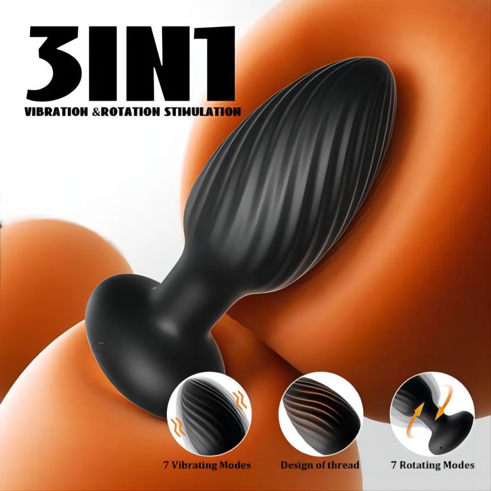 3 in 1 Butt Plug with 7 Rotating and Vibrating Modes Anal Vibrator Anal Plug - propinkup