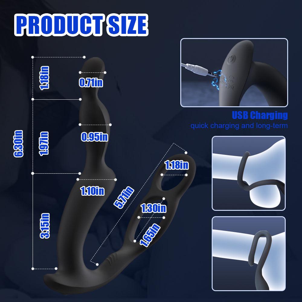 10 Vibrating Modes Male Prostate Massager with Penis Ring Remote Control Anal Vibrator Butt Plug - propinkup