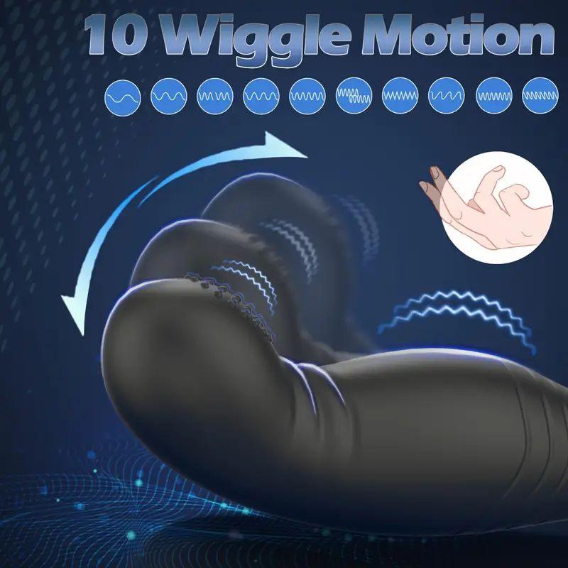 Wiggling Prostate Massager Remote Control Anal Vibrator with Penis Rings Butt Plug Adult Sex Toy - propinkup