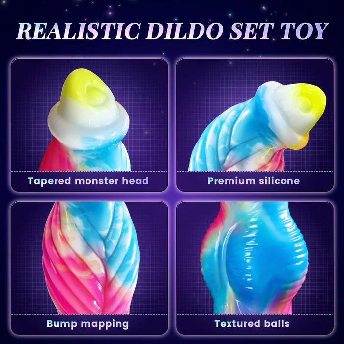 Plus Size Monster Dildo Vibrator 3 in 1 Remote Sex Toy for Woman 10.2 inch - propinkup