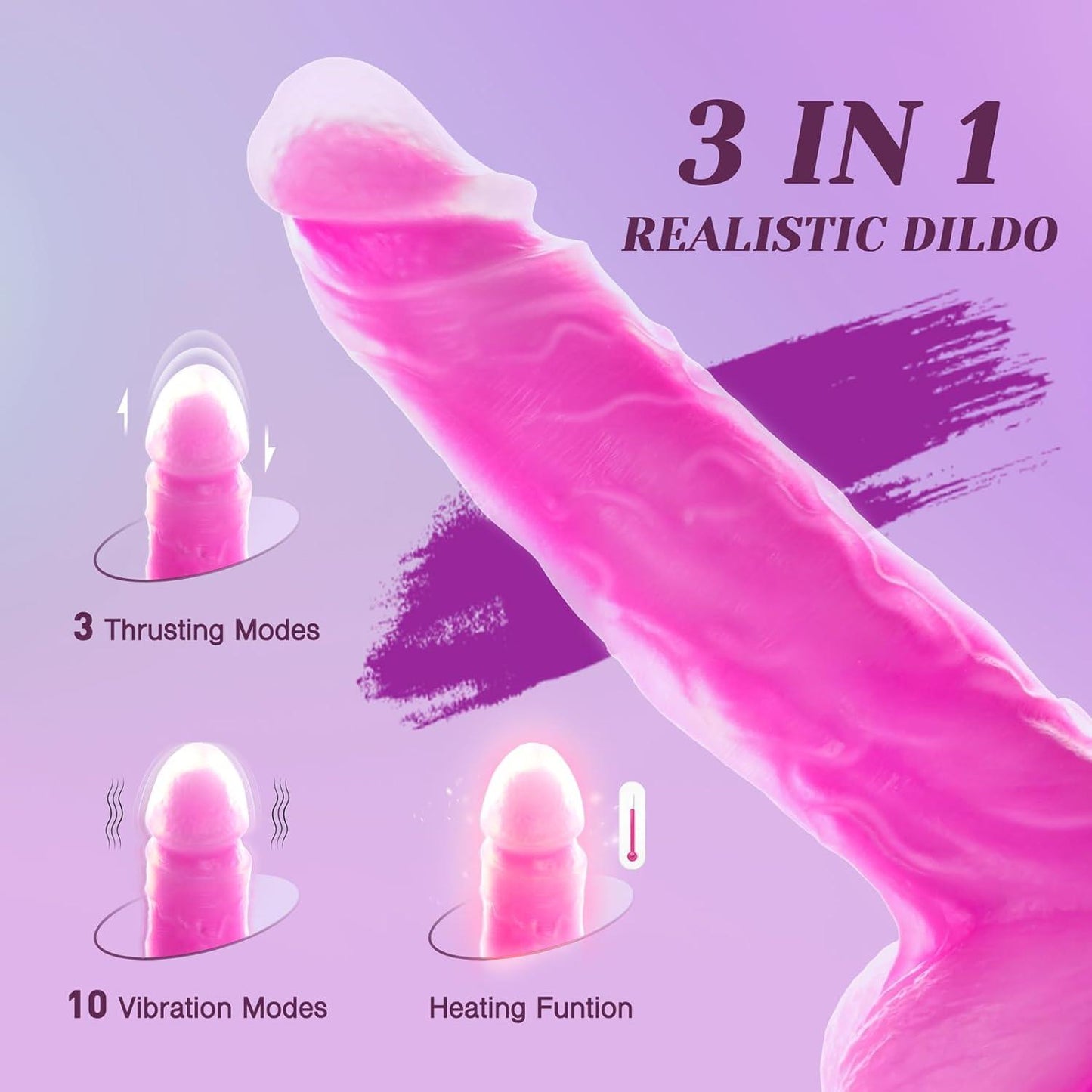 9.2in Plus Size Thrusting Dildo Vibrator Remote Heating Lifelike Dildos with Suction Cup Adult Sex Toys - propinkup