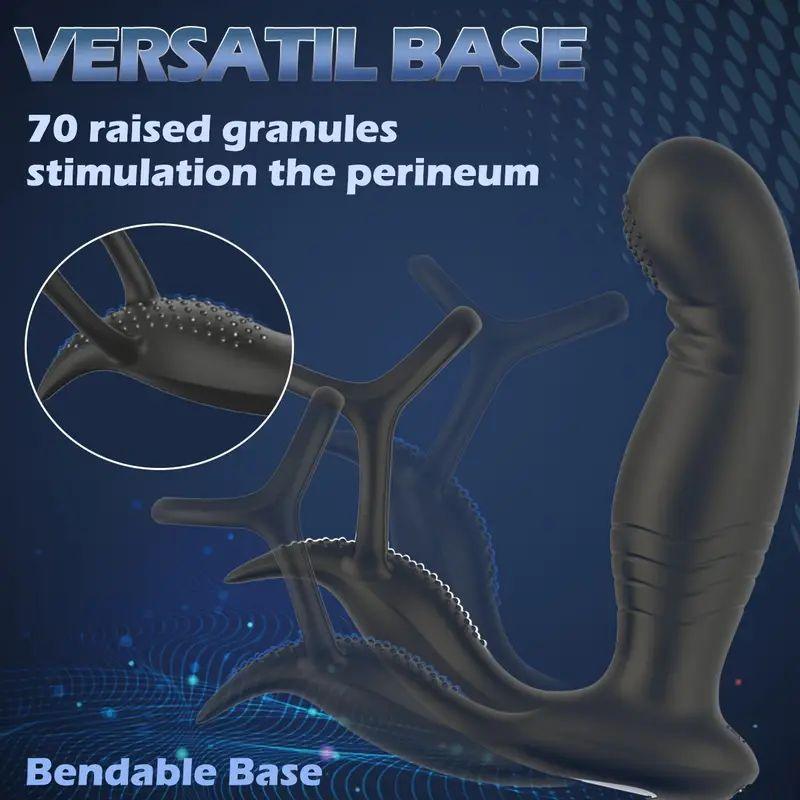 Wiggling Prostate Massager Remote Control Anal Vibrator with Penis Rings Butt Plug Adult Sex Toy - propinkup