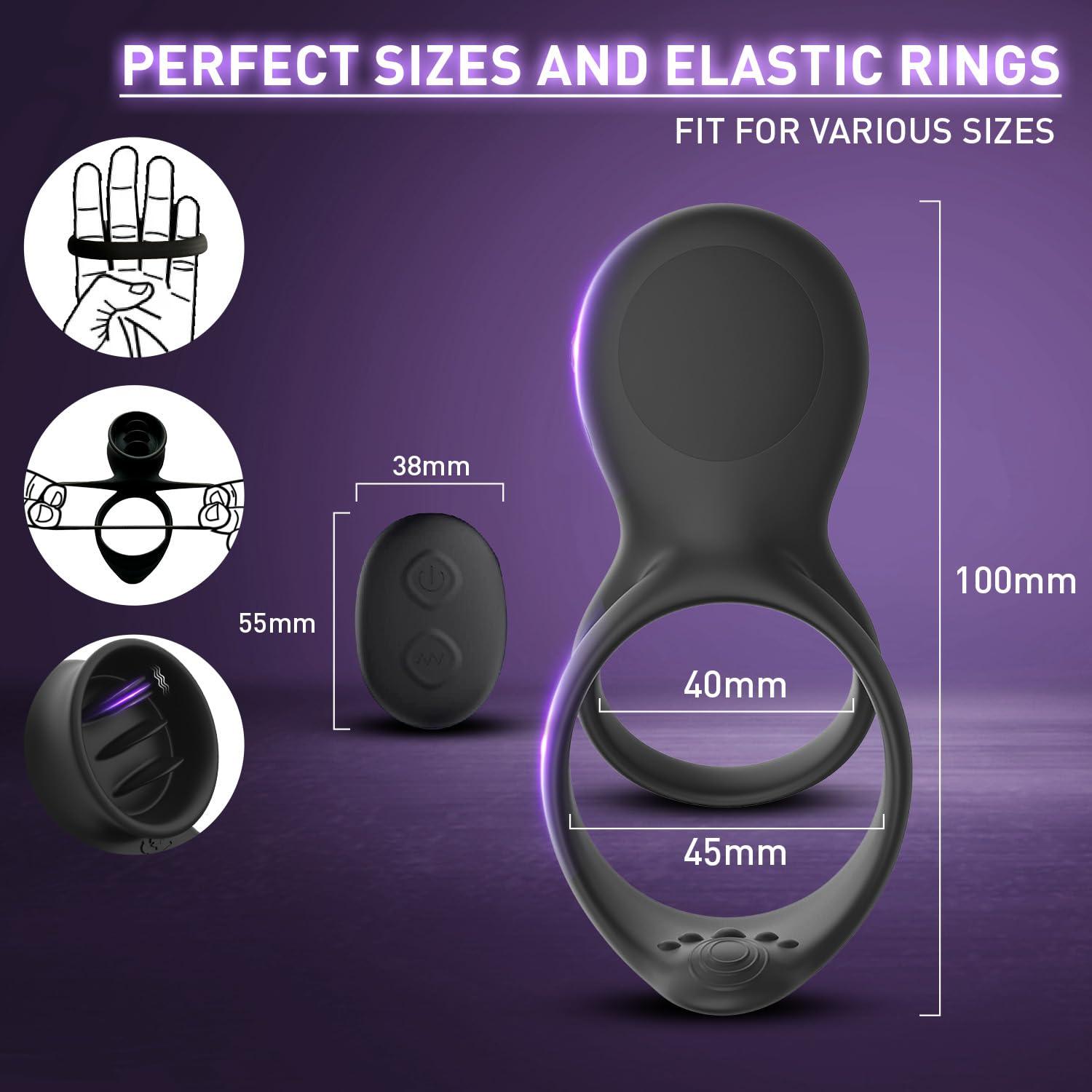 7-Mode Vibration Stimulating Tongue Double Cock Ring for Couple Play - propinkup