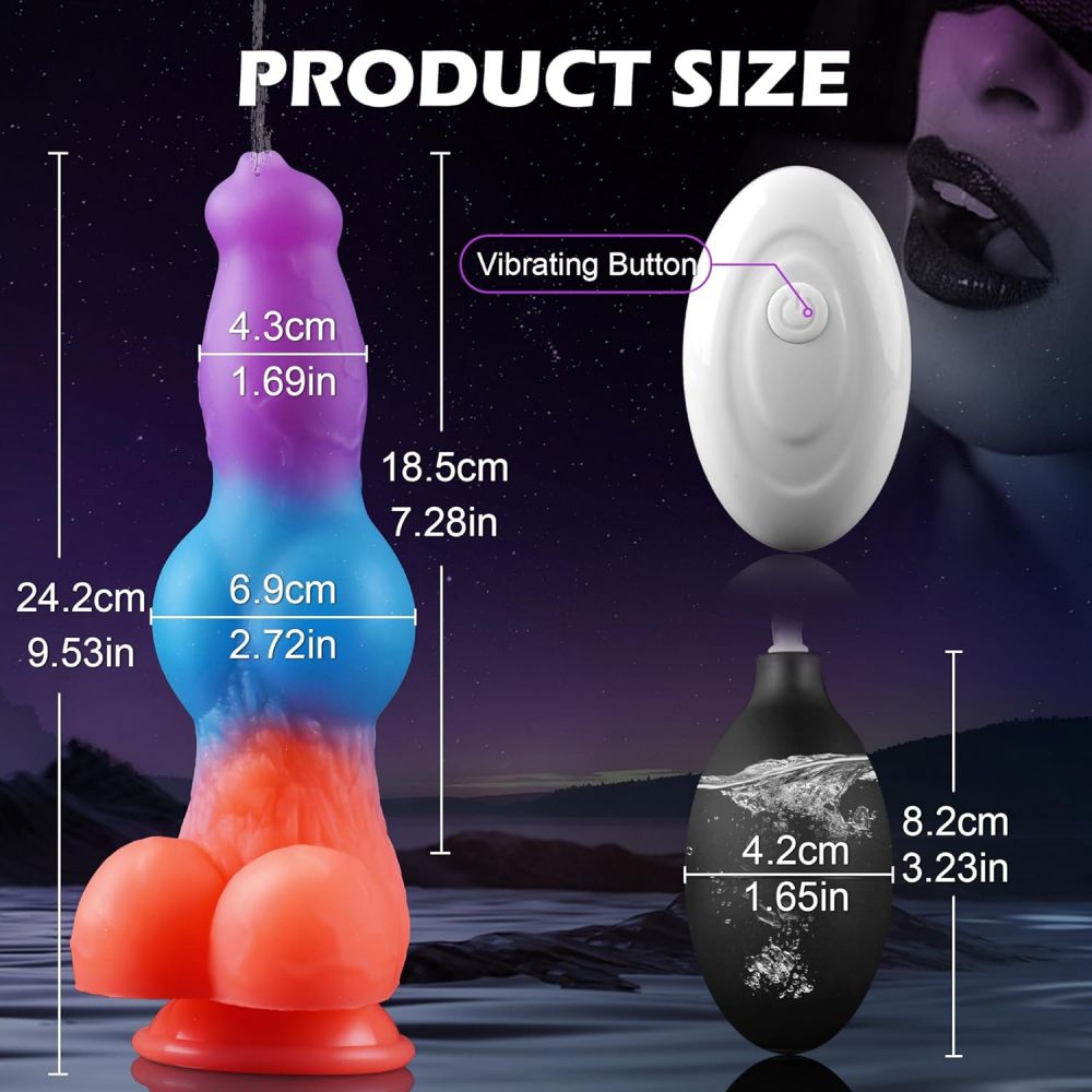 Vibrating Monster Dildo 9.53in Thick Fantasy Squirting Dildos with Knot Dragon G-Spot Vibrator Adult Toys