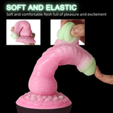 Fluorescent Silicone Monster Dildo Mixed Color Anal Plug with Strong Suction Cup - propinkup