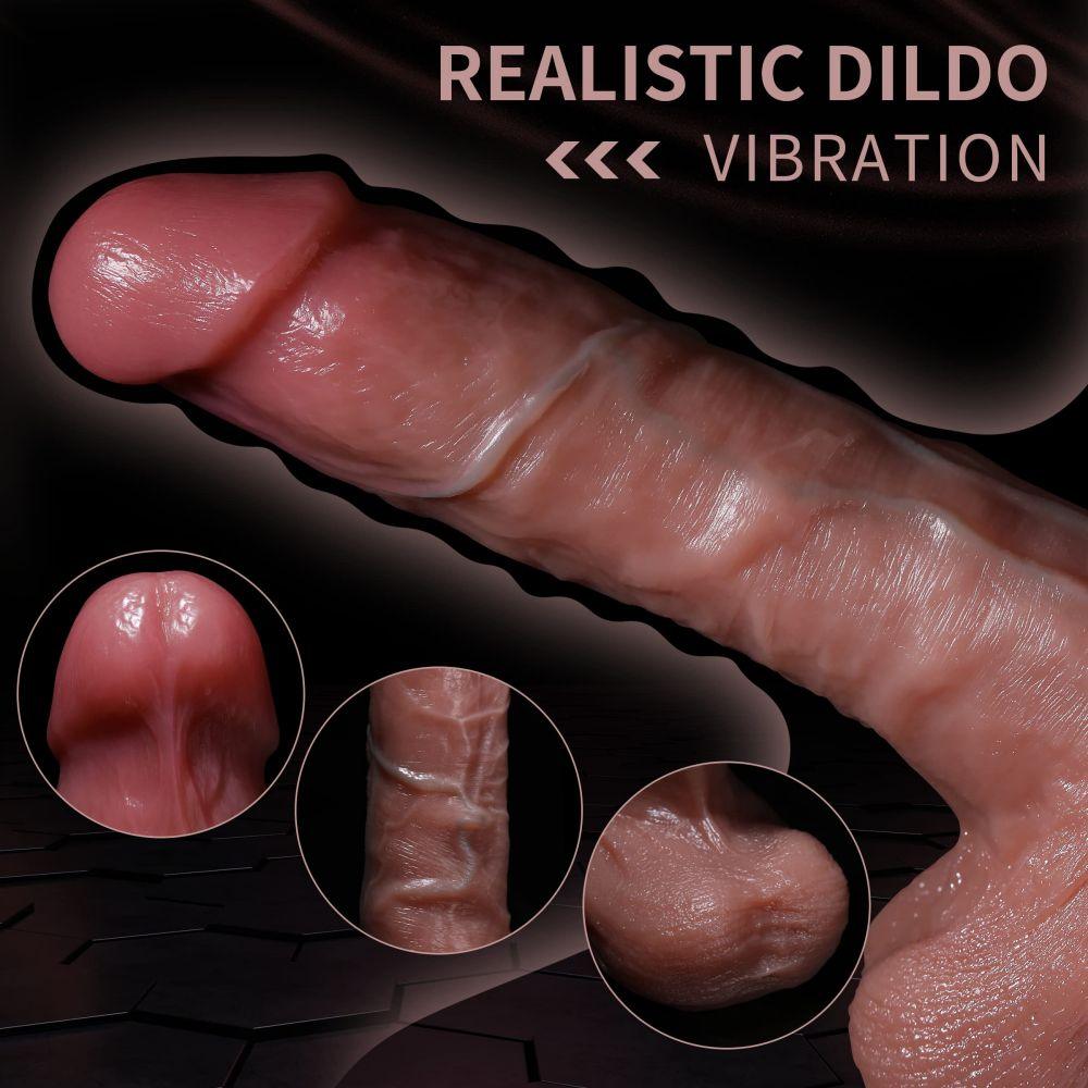 Plus Size Realistic Dildos Thrusting Dildo Vibrator with 5 Thrusting Modes 9.5 Inch - propinkup