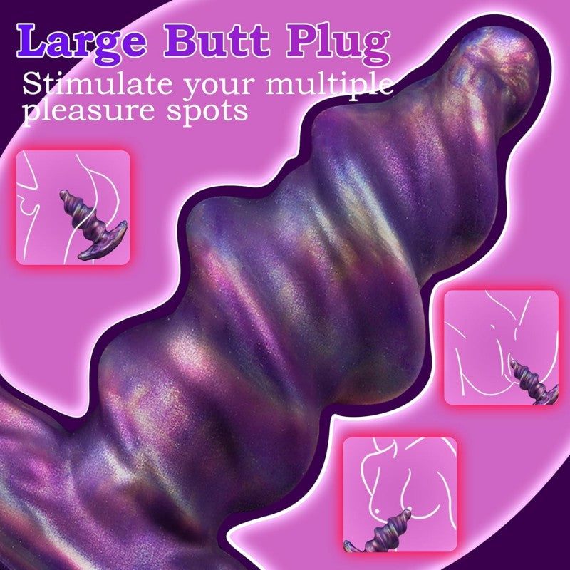 Large Fantasy Silicone Butt Plug 6.5" Spiral Wearable Dildo Plugs Unicorn Dildos Adult Sex Toys for Anal Training