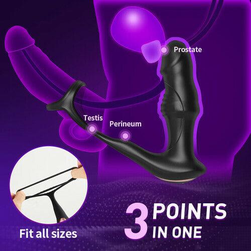 9 Wiggling & Swaying & Vibrating Prostate Massager with Cock Ring - propinkup