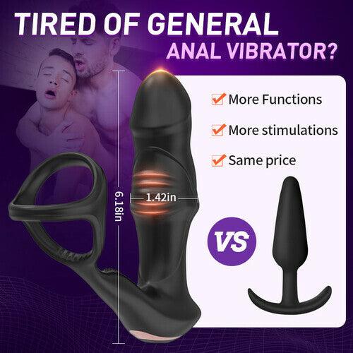 9 Wiggling & Swaying & Vibrating Prostate Massager with Cock Ring - propinkup