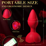 APP Remote Control Rose Butt Plug Vibrating Anal Plug Sex Toy With 9 Vibration Modes - propinkup