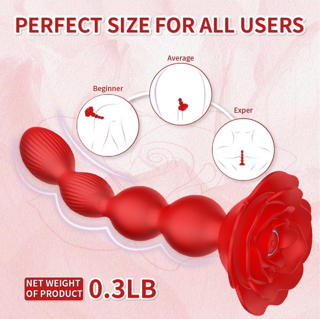 Anal Beads 10 Rotate Twist and Vibrating Modes Prostate Massager Graded Silicone Design Anal Vibrators Rose Toy - propinkup