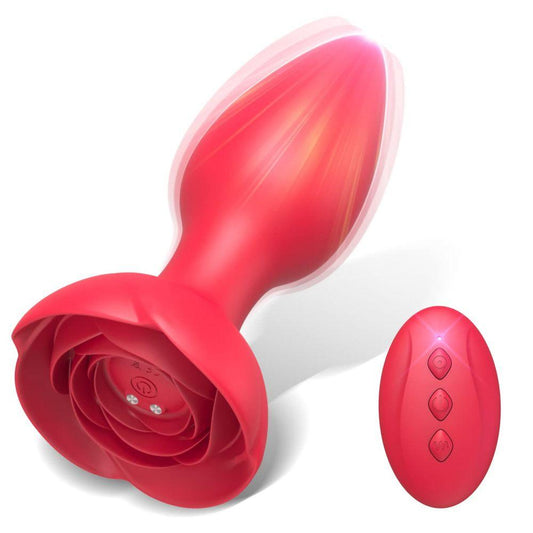 Anal Vibrators Vibrating Rose Butt Plug with 10 Modes Rose Base Silicone Rose Adult Toys - propinkup