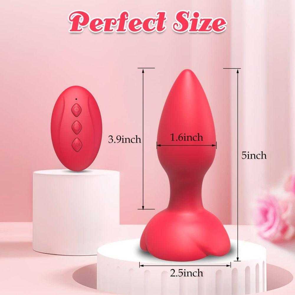 Anal Vibrators Vibrating Rose Butt Plug with 10 Modes Rose Base Silicone Rose Adult Toys - propinkup