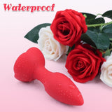 Anal Vibrators Vibrating Rose Butt Plug with 10 Modes Rose Base Silicone Rose Adult Toys - propinkup