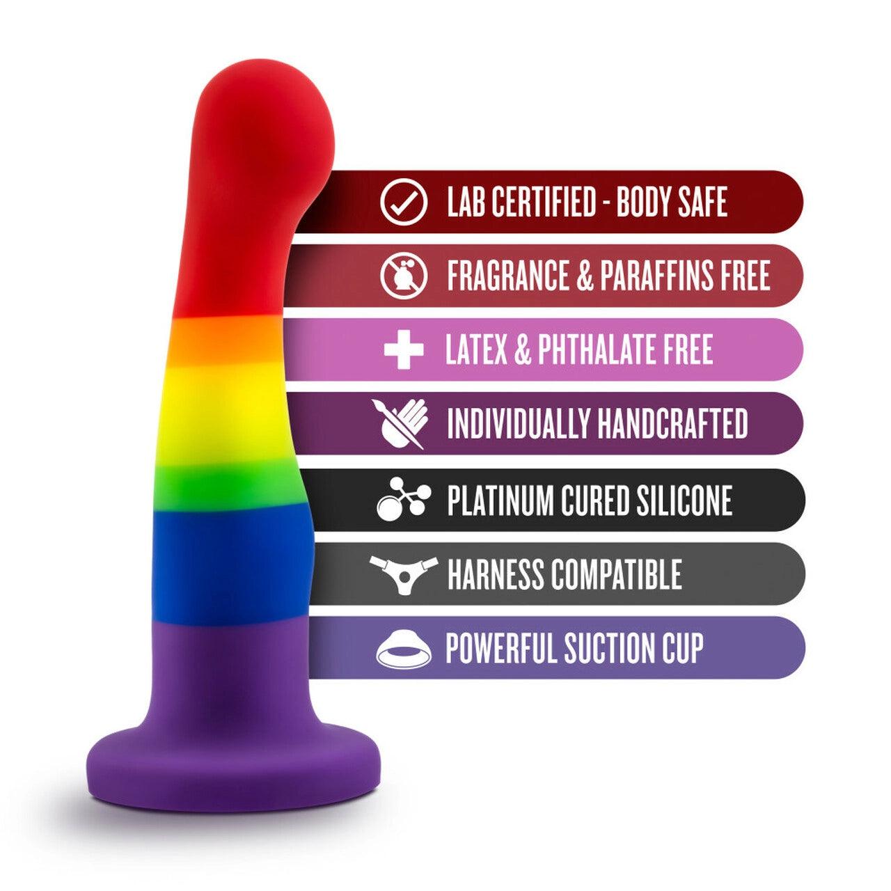 6 Inch Pride Rainbow Dildo with Suction Cup Butt Plug Adult Sex Toy for Gay/Lesbian Couple - propinkup