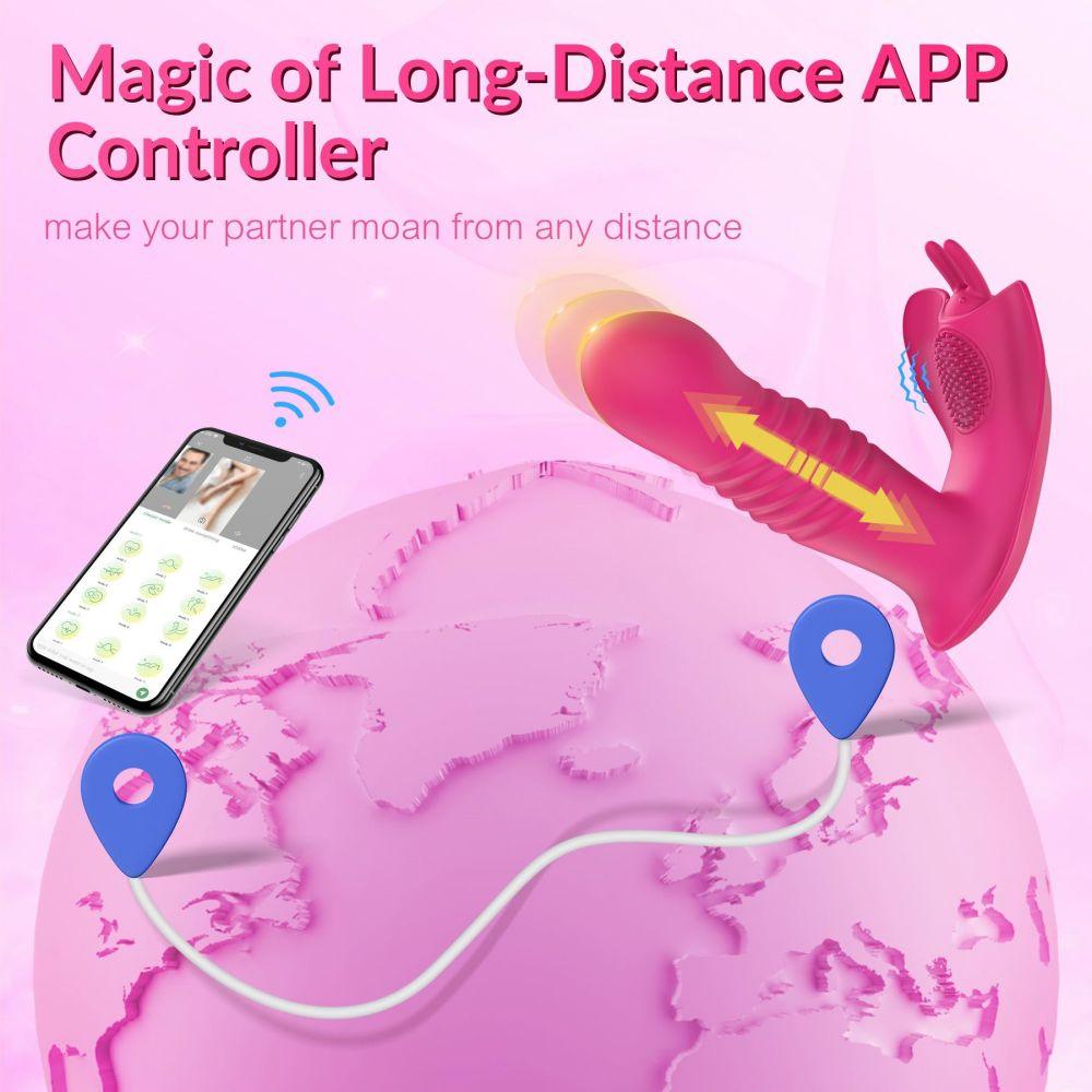 APP Control Butterfly Thrusting Vibrator Wearable Sex Toys for Woman G Spot Clitoris Stimulator - propinkup