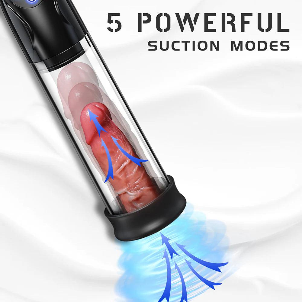 Flash Lights Penis Vacuum Pump With 5 Suction Modes Male Masturbator Penis Enlargement Pump - propinkup