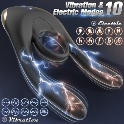 Electric Shock Cock Ring Vibrating Testicular Stimulation Penis Ring Penis Vibrator For Couple - propinkup