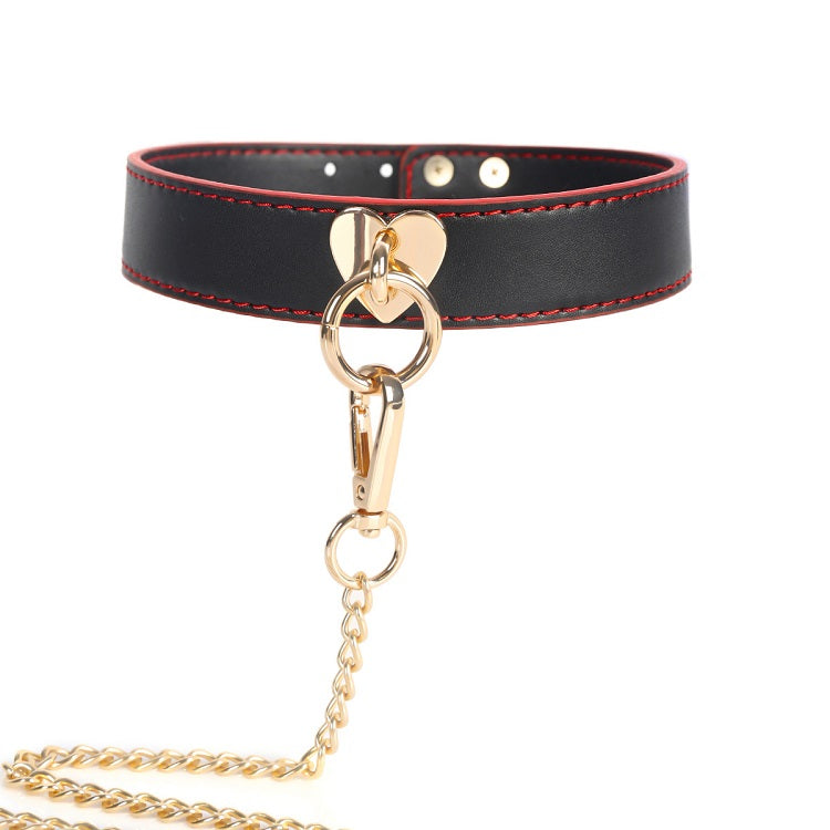 Fetish SM Adult Role Play Sex Toy Choker Pull Drag PU Leather