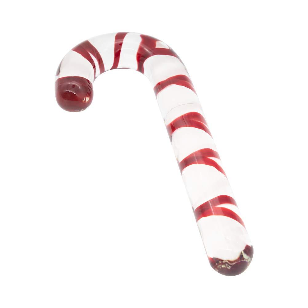 Chirstams Gift Double-end Butt Plug Glass Pleasure Wand Dildo Candy Cane Unisex Anal Butt Plug for Men Women - propinkup