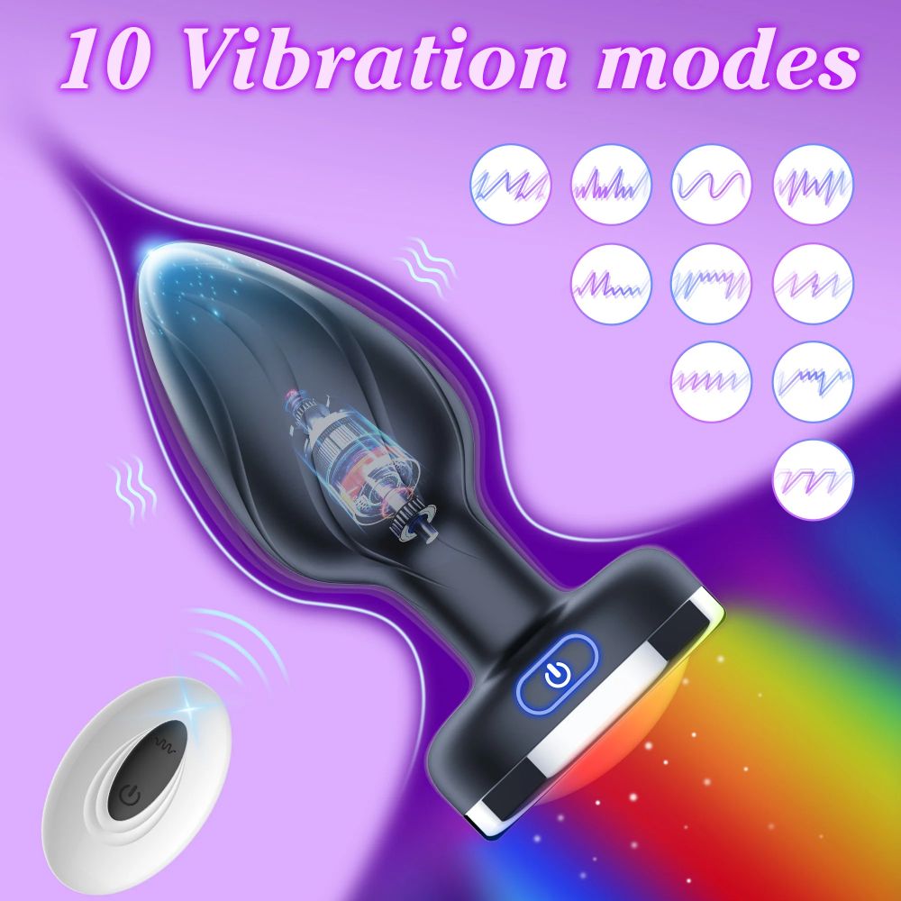 Ingrid LED Butt Plug 10 Vibration Mode Anal Plug 10 Colorful Light Porstate Masager - propinkup