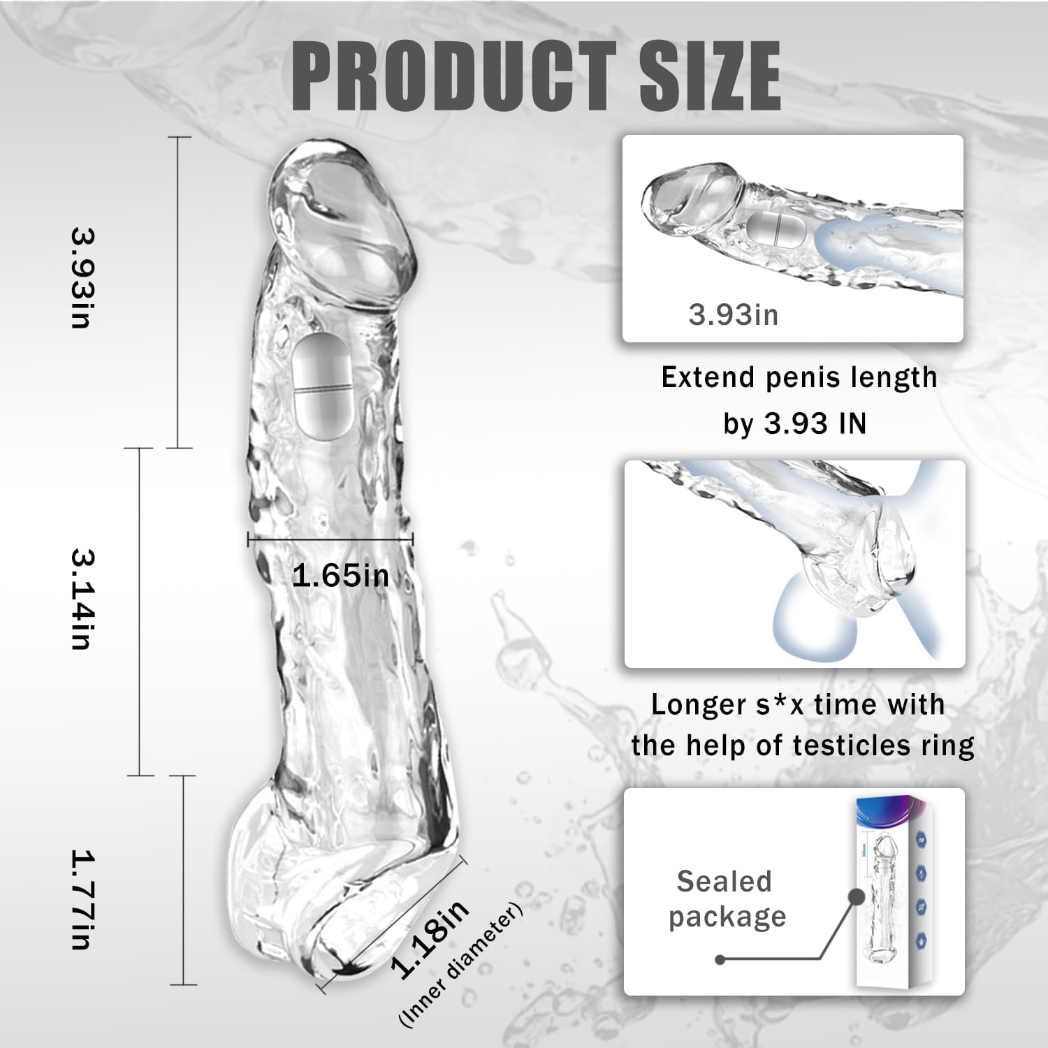 Male Penis Extender Penis Sleeve Enlargers with Bullet Vibrator for Couple Play