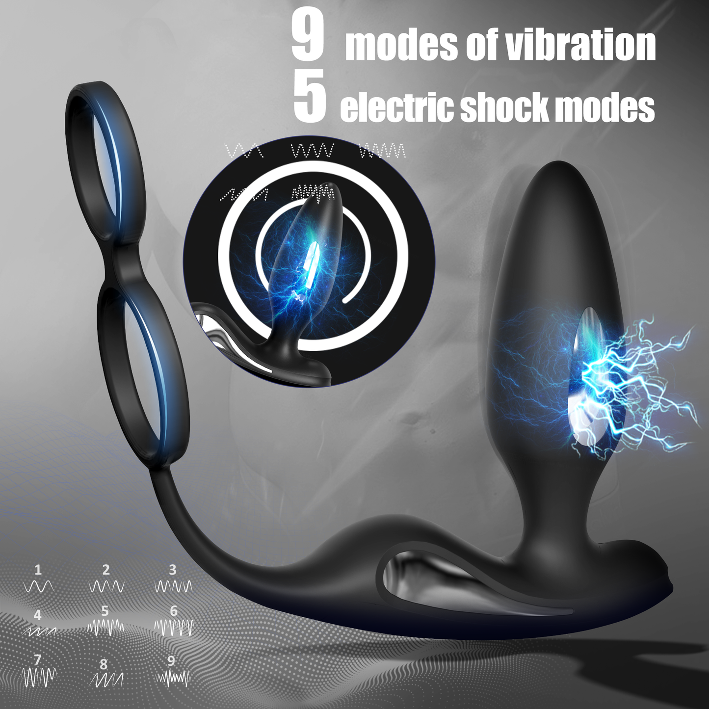 Lightning 9 Frenquencies Vibration 5 Electric Shock Modes Butt Plug With Remote Controller Anal Plug - propinkup