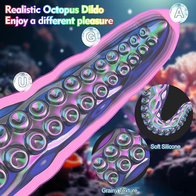 Realistic Monster Dildo LED Display Octopus Tentacle Vibrator with 9 Vibrating Modes Adult Toys - propinkup