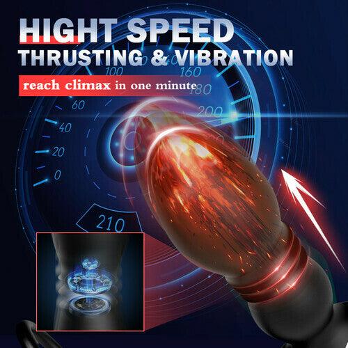 2 IN 1 Prostate Massager with 8 Thrusting 8 Vibration Modes Cock Ring Anal Vibrator - propinkup