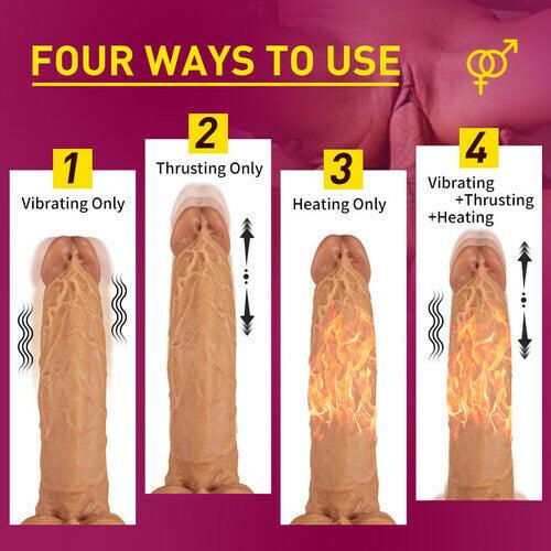 3 Functions Multiple Combination Lifelike Heating Dildo - propinkup