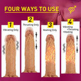 3 Functions Multiple Combination Lifelike Heating Dildo - propinkup