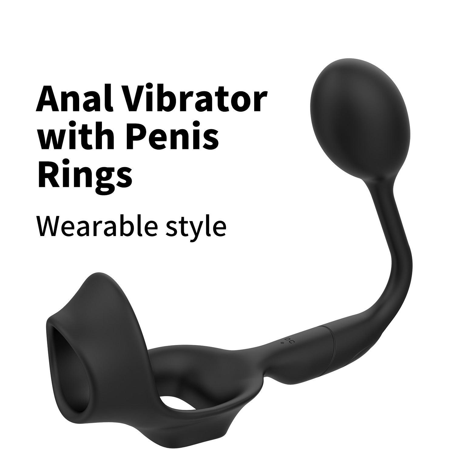 3 IN1 Cock Ring with 10 Frequency Anal Vibrator Wearable - propinkup