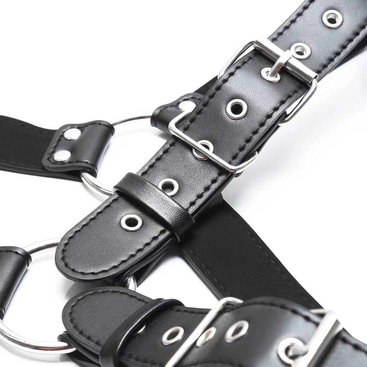 Leather Chest Bondage Harness Adjustable Shoulder Strap With Black Studs for Men - propinkup