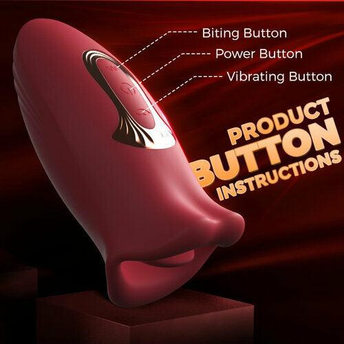 Pressb 10 Biting & 10 Vibrating Modes Stimulate Nipple Clitoral Women Vibrator - propinkup