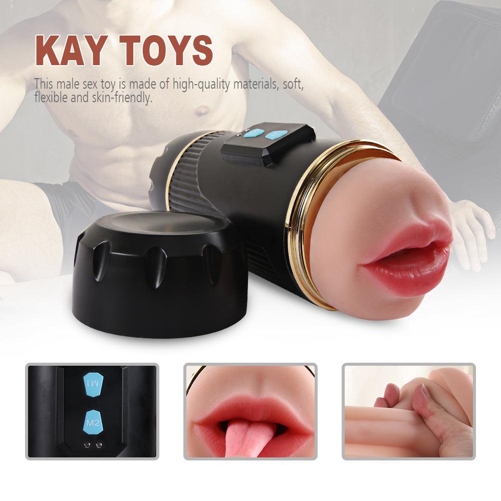 Kay Dual Channels 2in1 Lifelike 7 Frequency 3 Speed Male Masturbator Realistic Dual Channels - propinkup