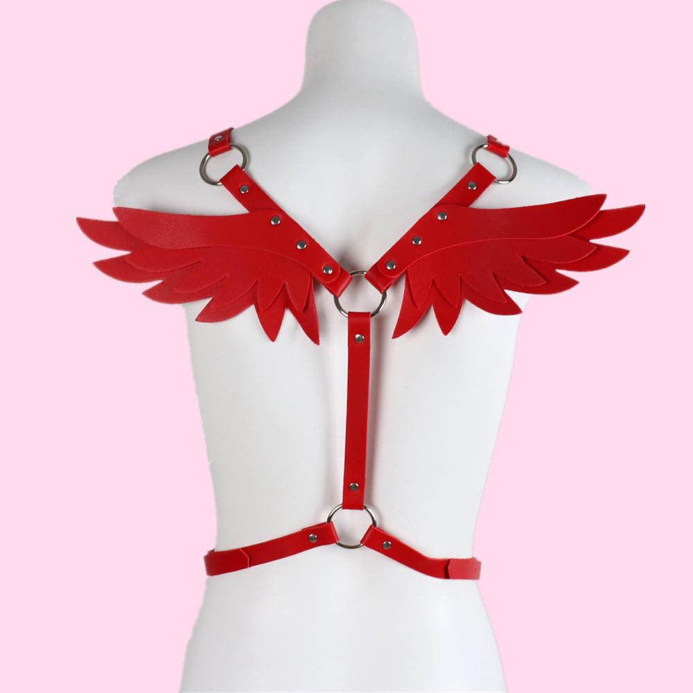 Cosplay Angel's Wings Cross Dressing PU leather Erotic Training - propinkup