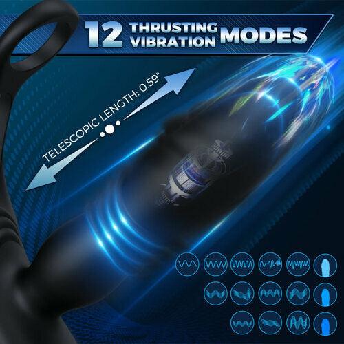 SAUL Glans 3 Thrusting & 12 Vibrating Cock Rings Prostate Massager - propinkup