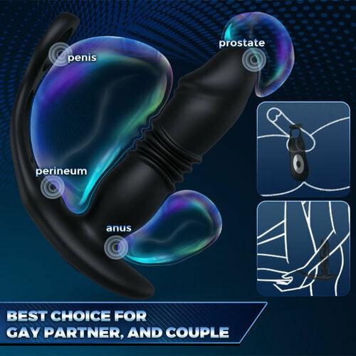 SAUL Glans 3 Thrusting & 12 Vibrating Cock Rings Prostate Massager - propinkup